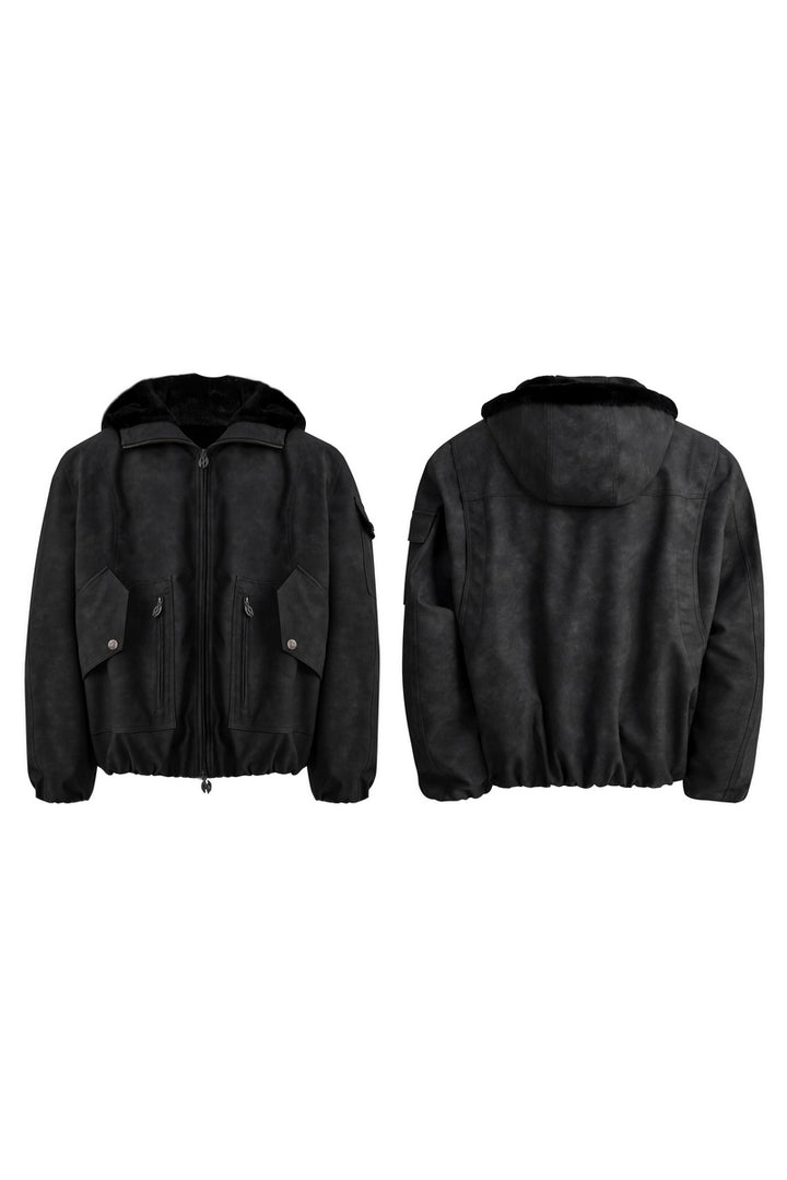 Reversible Distressed Hooded Jacket