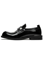 Metal Button Leather Loafers Shoes