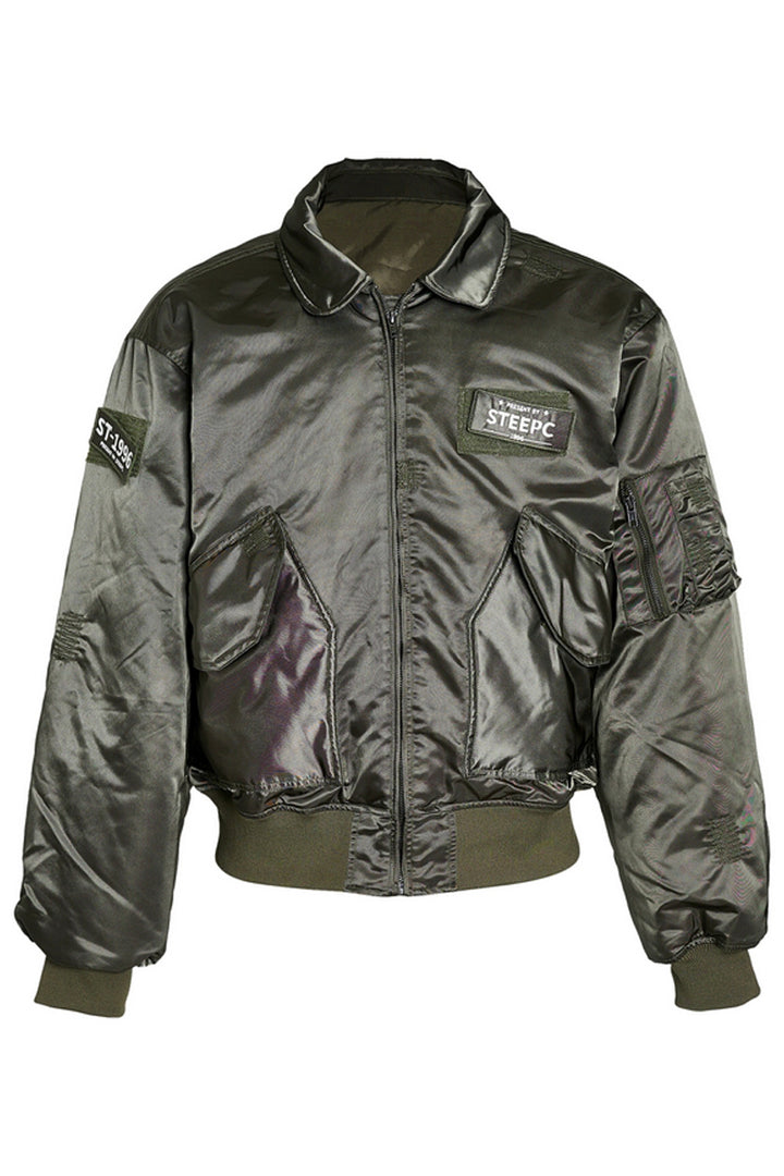 Military Green Patchwork MA2 Jacket