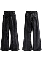 Metal Button Snake Texture Pants
