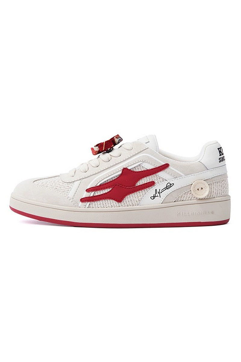 Cream Red Unisex Retro Low Top Trainers