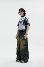 Vintage Washed Multi-Pocket Cargo Jeans