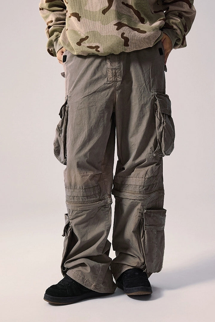 Strap Detail Wide Leg Cargo Pants