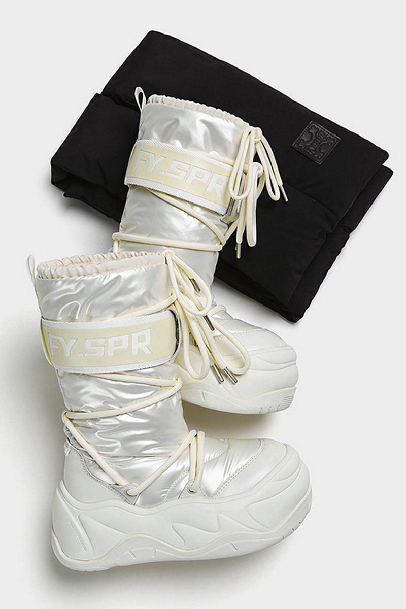 Pearl White Waterproof Snow Boots