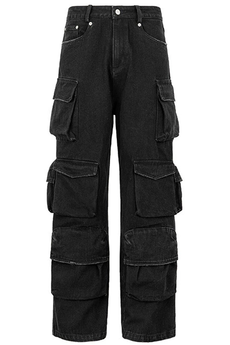 Black Washed Cargo Work Pants