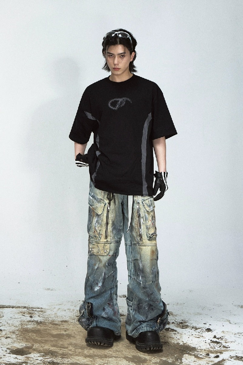 Mesh Patchwork Vintage Loose T-Shirt