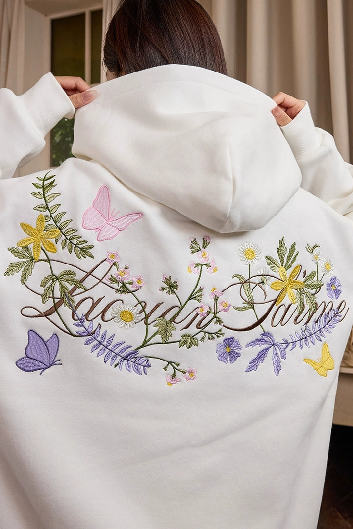 Colorful Floral Embroidery Pullover Hoodie