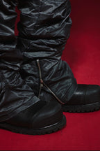 Wrinkled Straight-Leg Zipper Pants