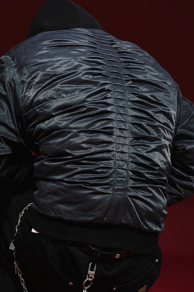 Padded Wrinkled Bomber Jacket