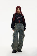 Vintage Denim Patchwork Overalls