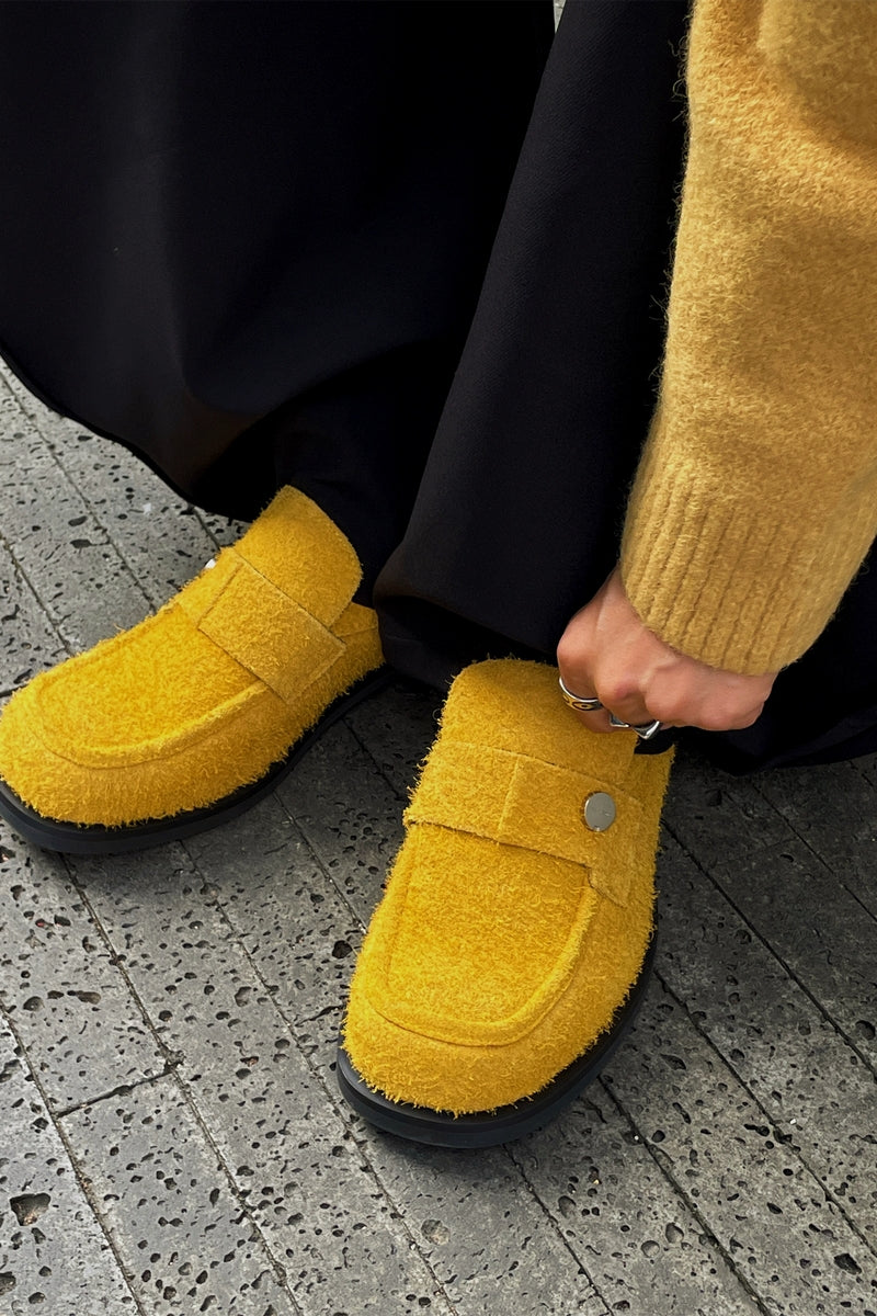 Metal Button Leather Loafers Shoes