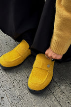 Metal Button Leather Loafers Shoes