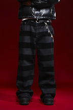 Striped Straight-Leg Jeans