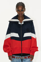 Colorblock Ruched High-Neck Hoodie
