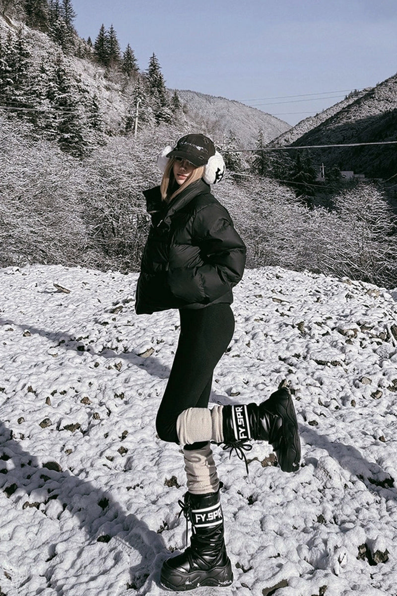 Black Waterproof Snow Boots