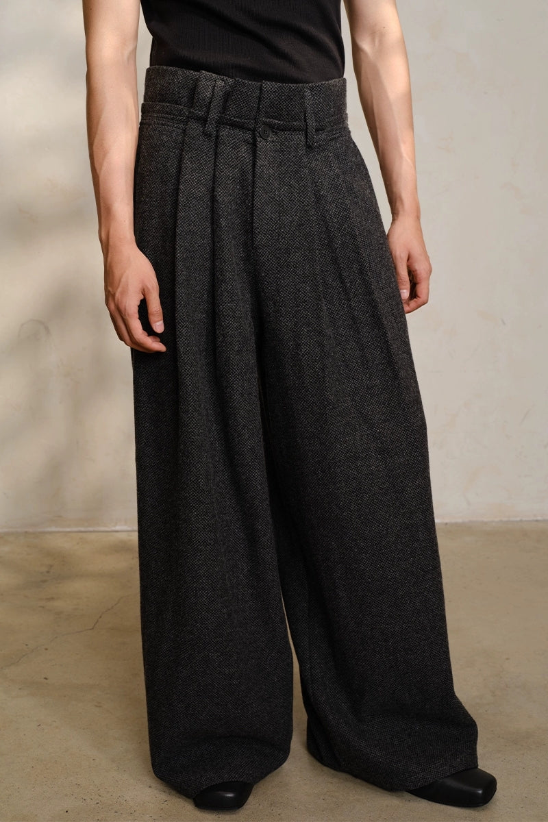 Wool Pleated Origami Pants