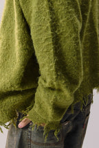 Distressed Knit Cardigan Sweater