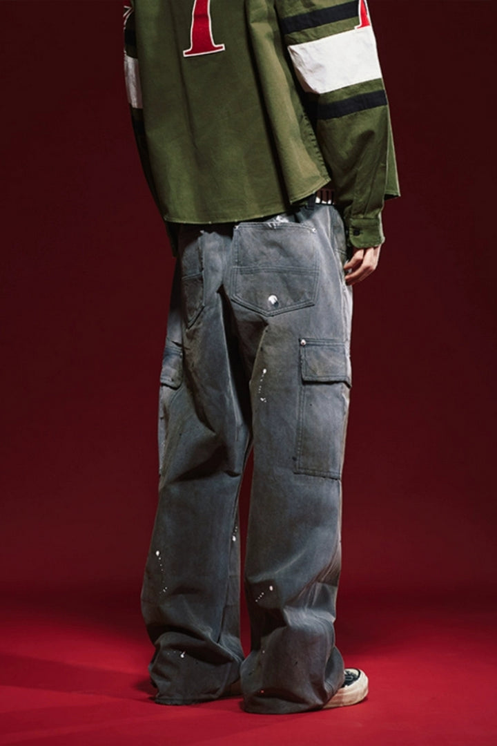 Paint-Splatter Washed Cargo Pants