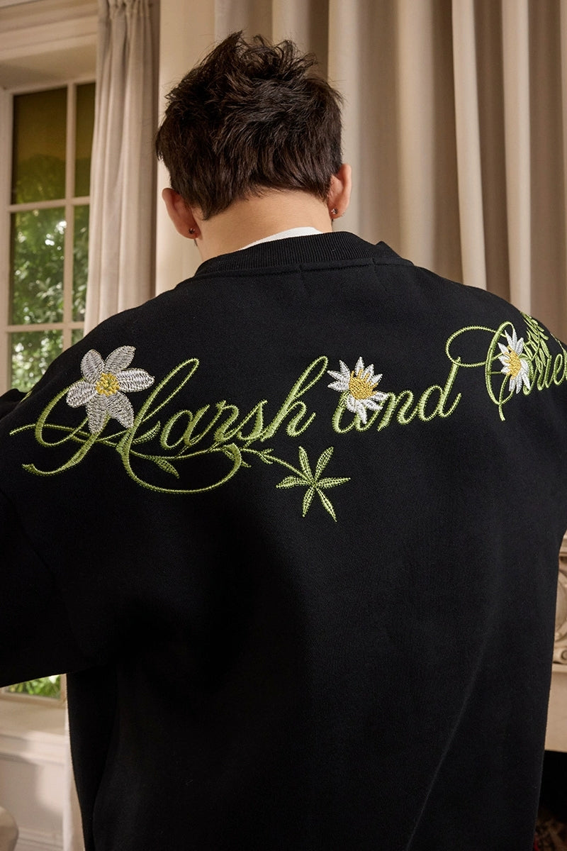 Plant Motif Crewneck Sweatshirt