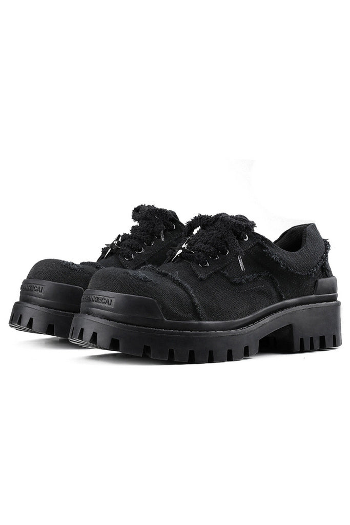 国内で当店のみ Hanqiaoriji - Star Patch Chunky Denim Derby Star Patch Chunky Denim Derby Shoes – Copping Zone