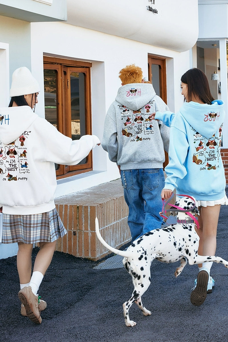 Dog Hand-Drawn Loose Fit Hoodie