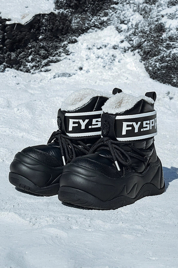 Black Waterproof Low Snow Boots