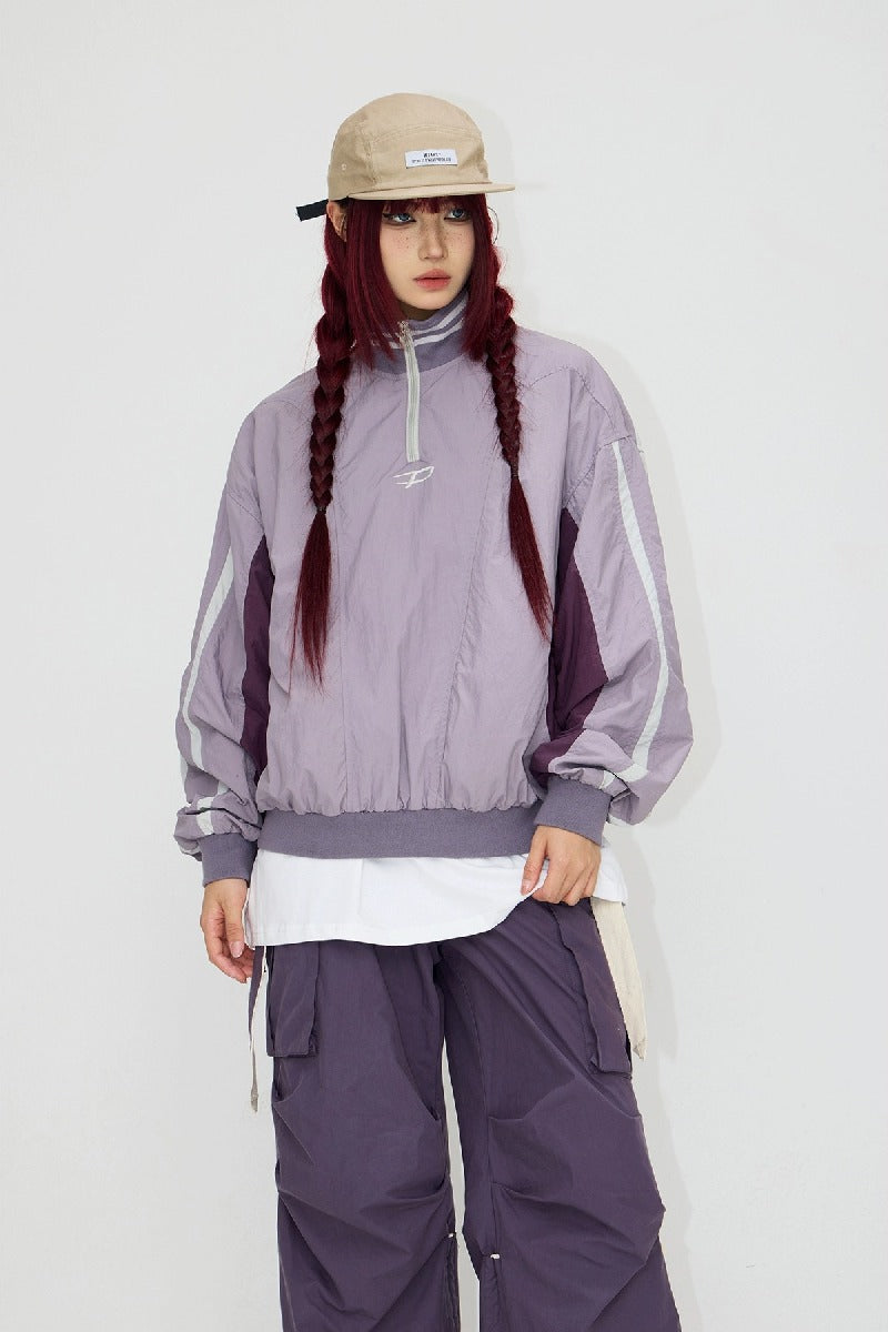 Vintage Red Colorblock Windbreaker