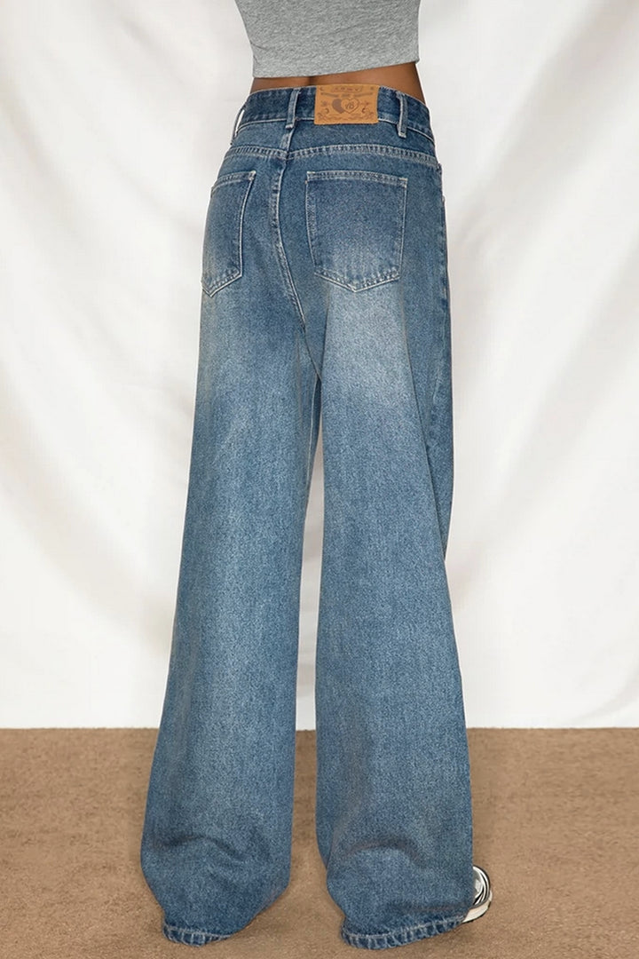 Wide-Leg Vintage Denim Pants