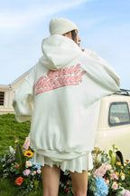 Floral Knit Hooded Pullover Sweater