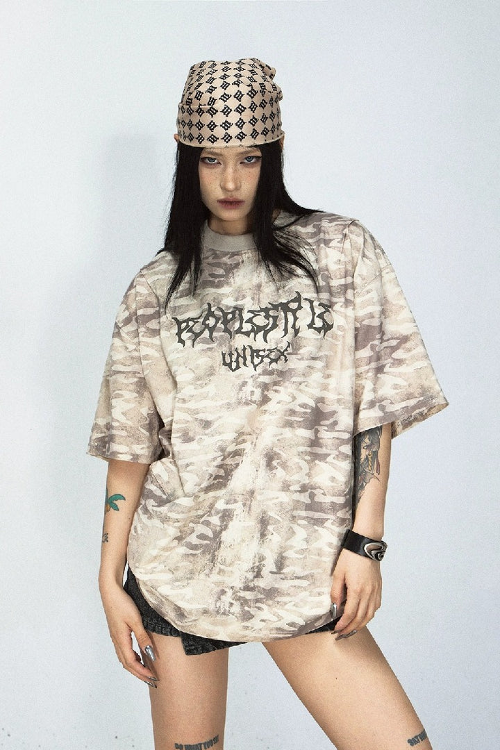 Camo Punk Washed Loose T-Shirt