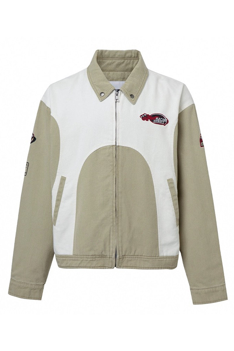 『Copping Zone』Colorblock Embroidered Sports Jacket Racing Embroidered Colorblock Jacket – Copping Zone