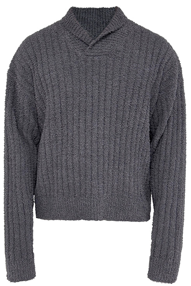 Textured Shawl Collar Sweater
