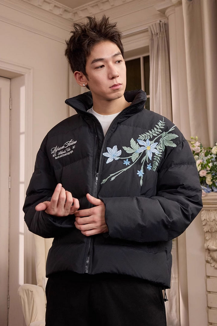 Blue Floral Embroidery Graphene Jacket