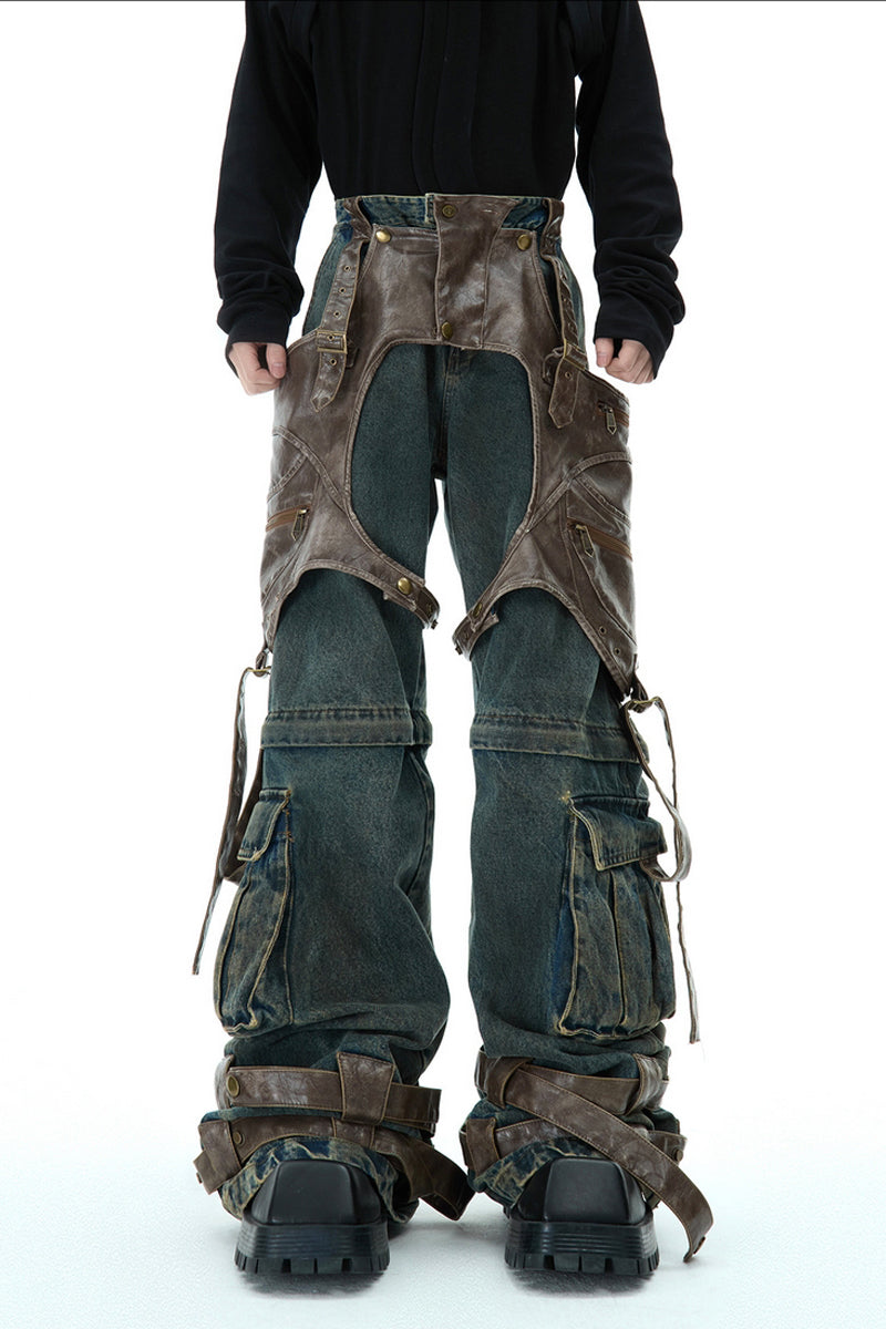 Detachable Patchwork Vintage Jeans