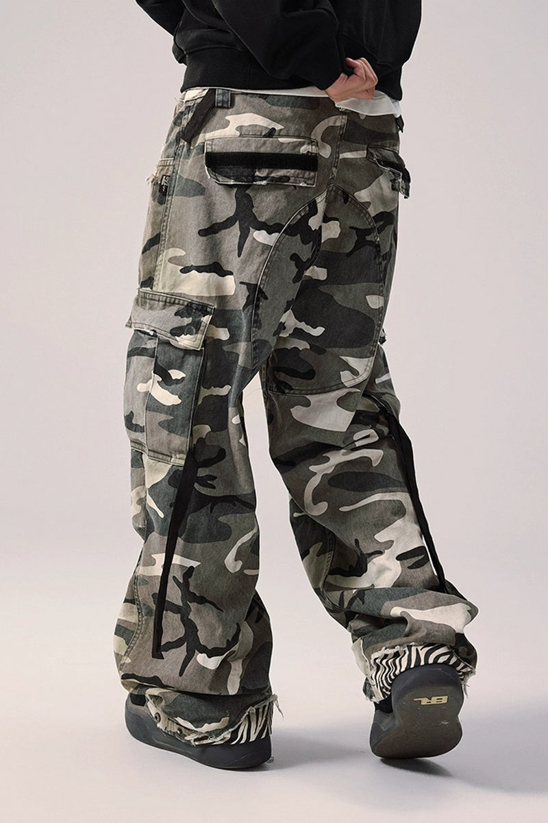 Patchwork Animal Print Cargo Pants