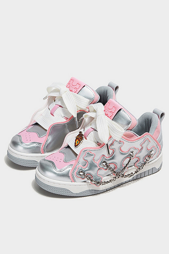 Cross Chain Pink Sneakers