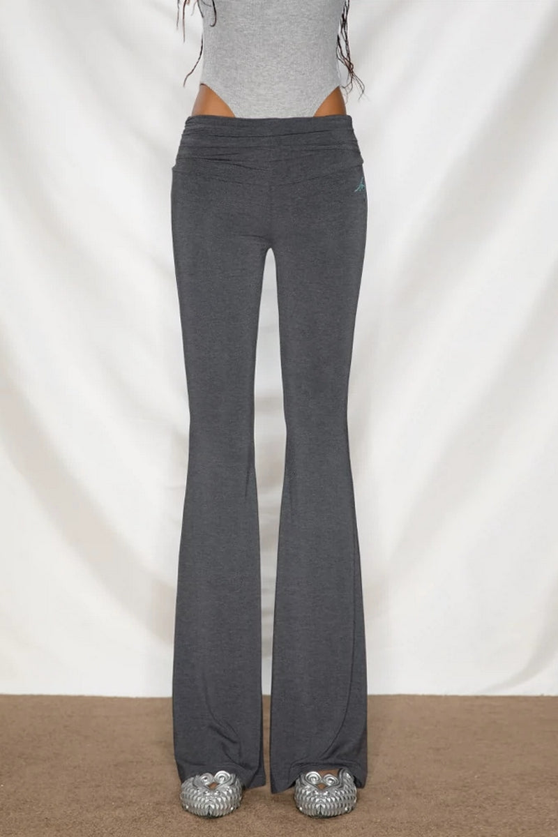 Low-Waist Ruched Flare Pants