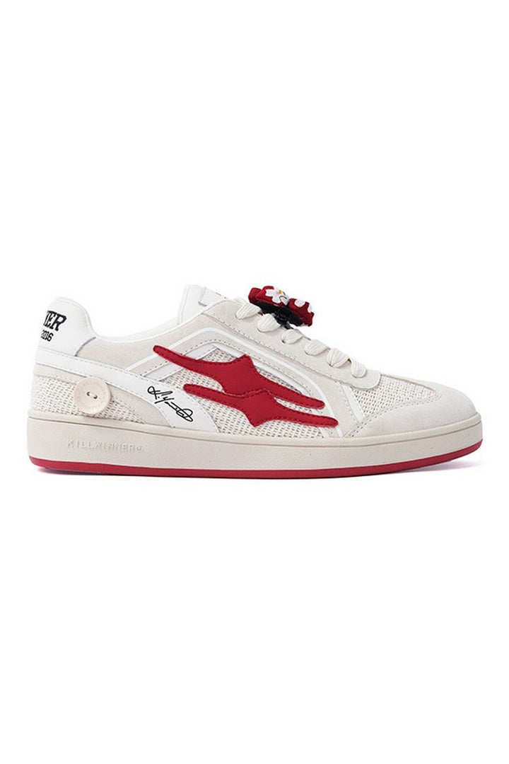 Cream Red Unisex Retro Low Top Trainers