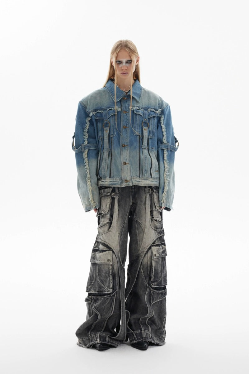 Distressed Gradient Denim Jacket