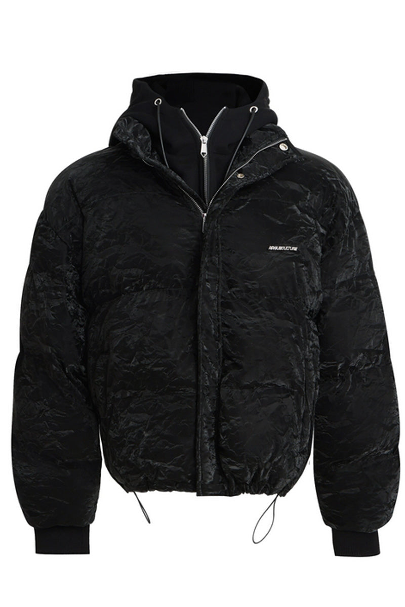 Layered Design Hooded Puffer Jacket