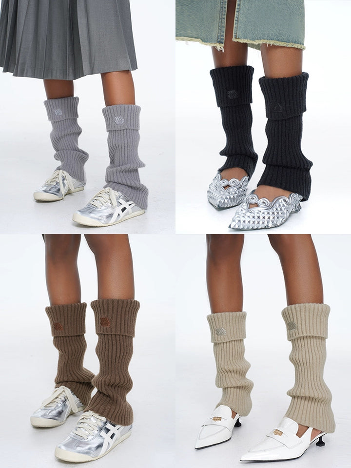 Embroidered Knit Leg Warmers