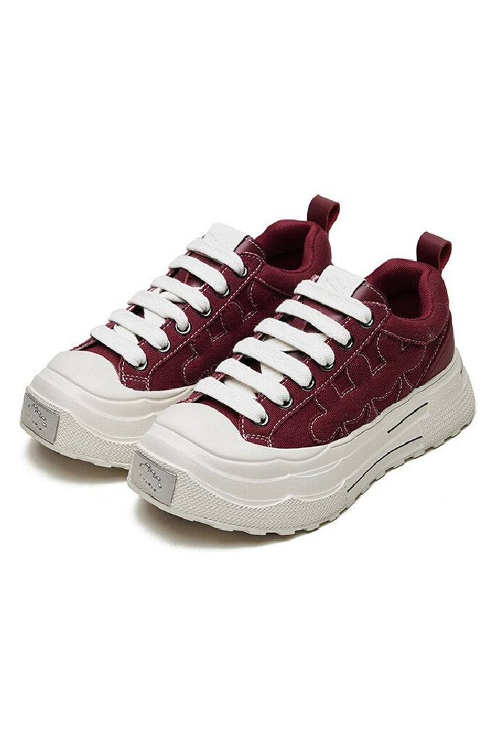 Bordeaux Retro Canvas Low-Top Sneakers