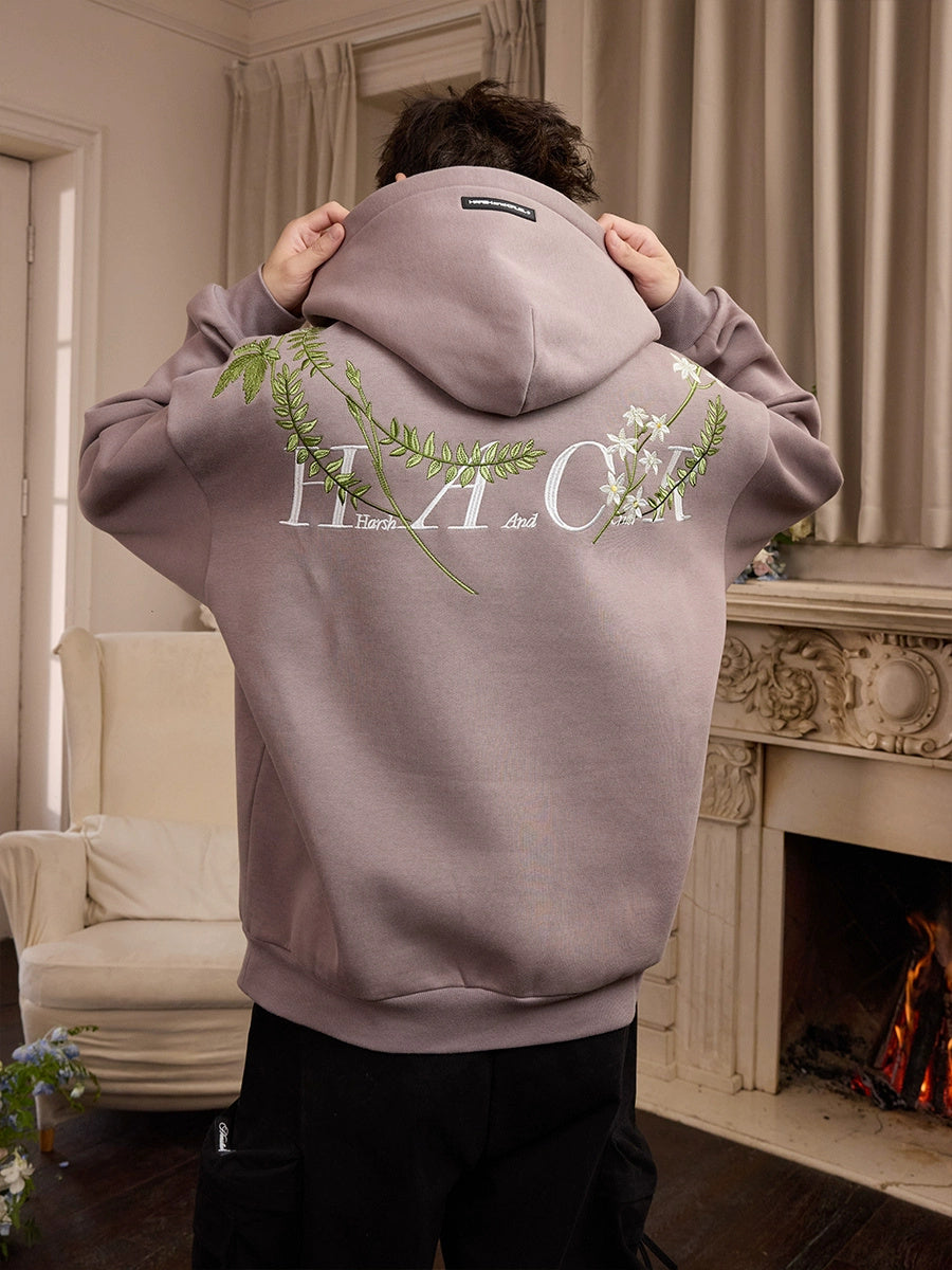 Floral Embroidery Oversized Hoodie