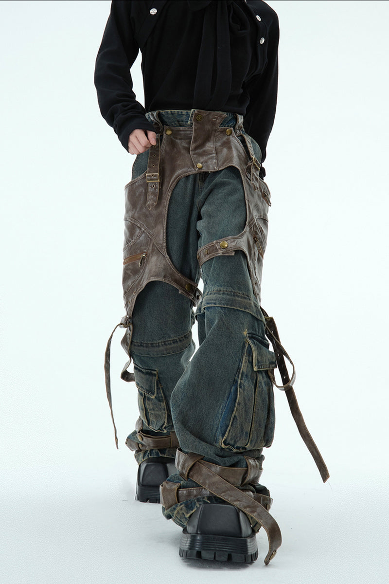 Detachable Patchwork Vintage Jeans