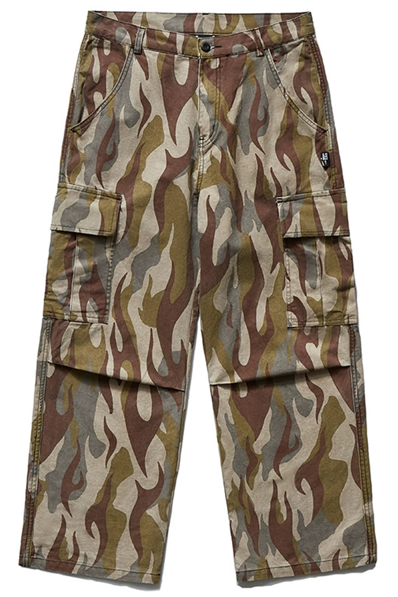 Flame Camo Loose Cargo Pants