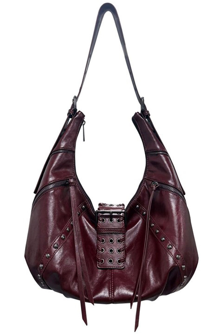 Vintage Waxed Leather Biker Shoulder Bag