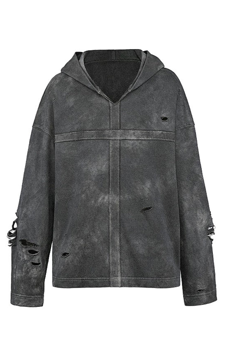 Cross Patchwork Hooded Sweatshirt