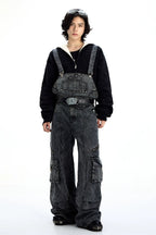 Vintage Denim Patchwork Overalls