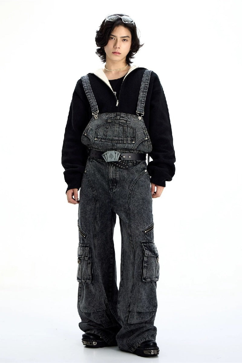Vintage Denim Patchwork Overalls