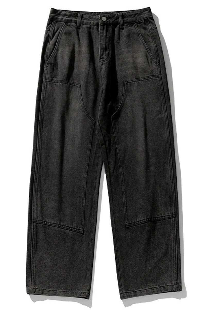 Washed Double-Knee Work Jeans